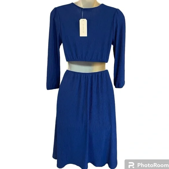 Royal Blue O-Ring Cutout Dress by Monteau - Picture 7 of 10
